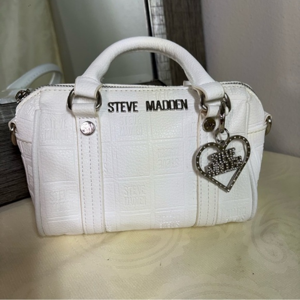 Steve Madden White Mini Bag with Heart Charm